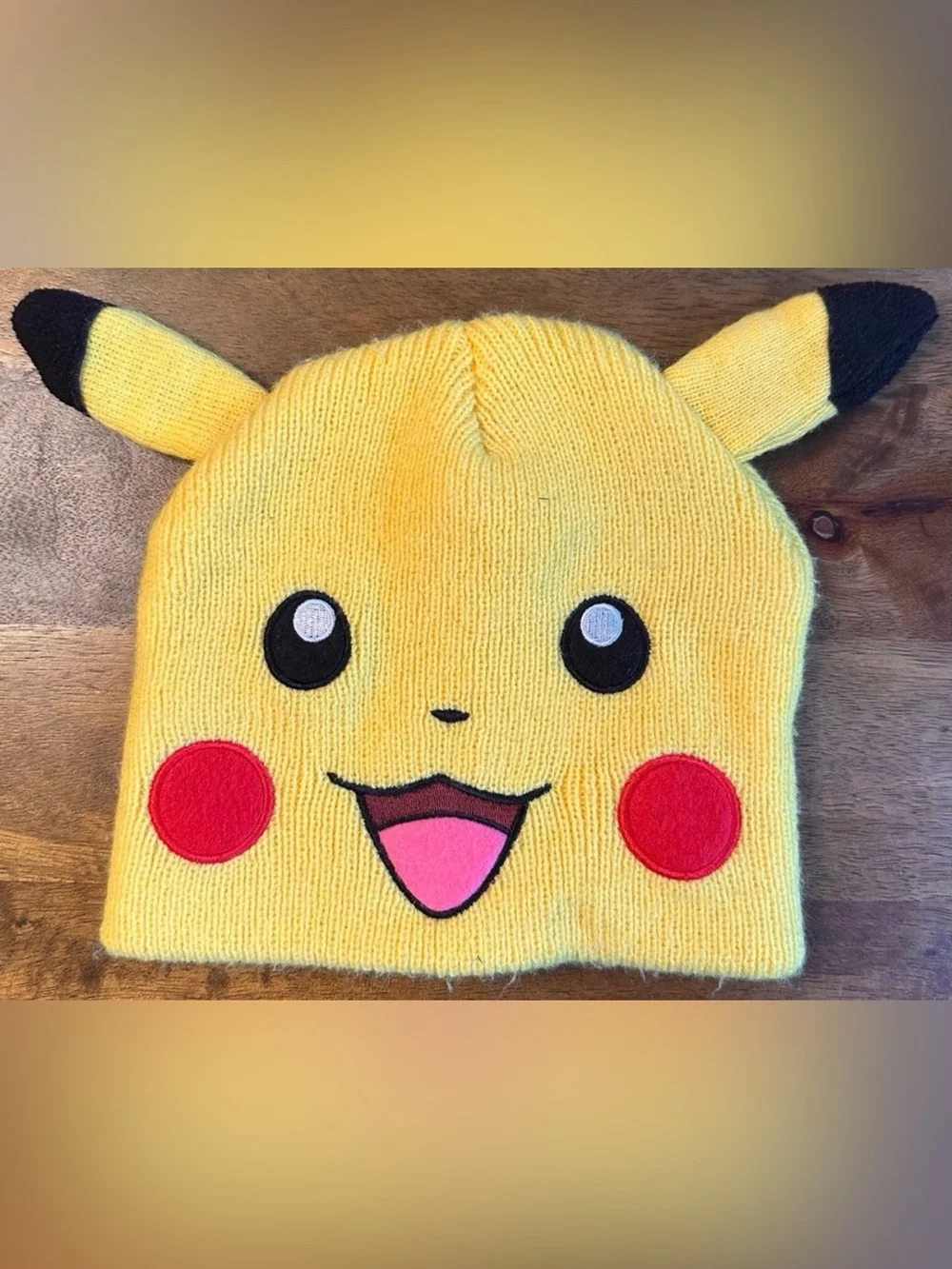 KIDS Pokémon Yellow Pikachu Knit Beanie Hat - OS